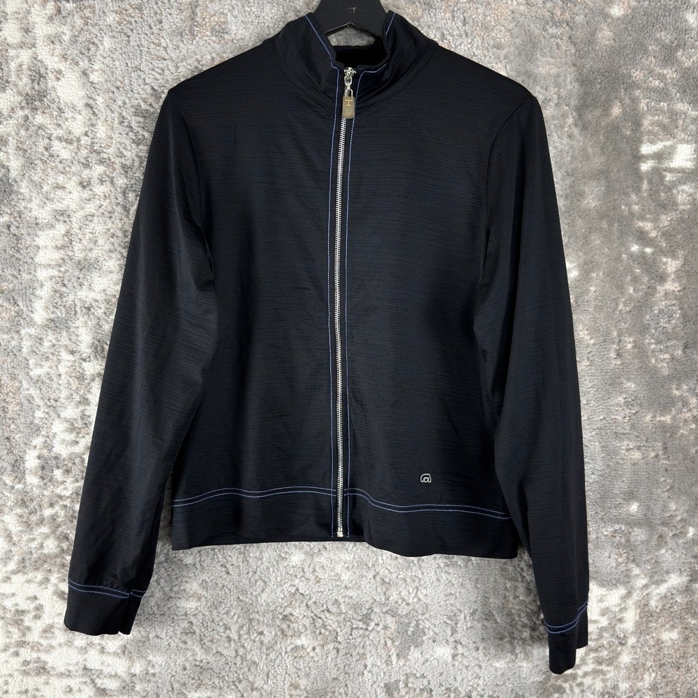 Massimo‎ Size M Minimalist Full Zip Jacket Black Mock Neck Long Sleeve